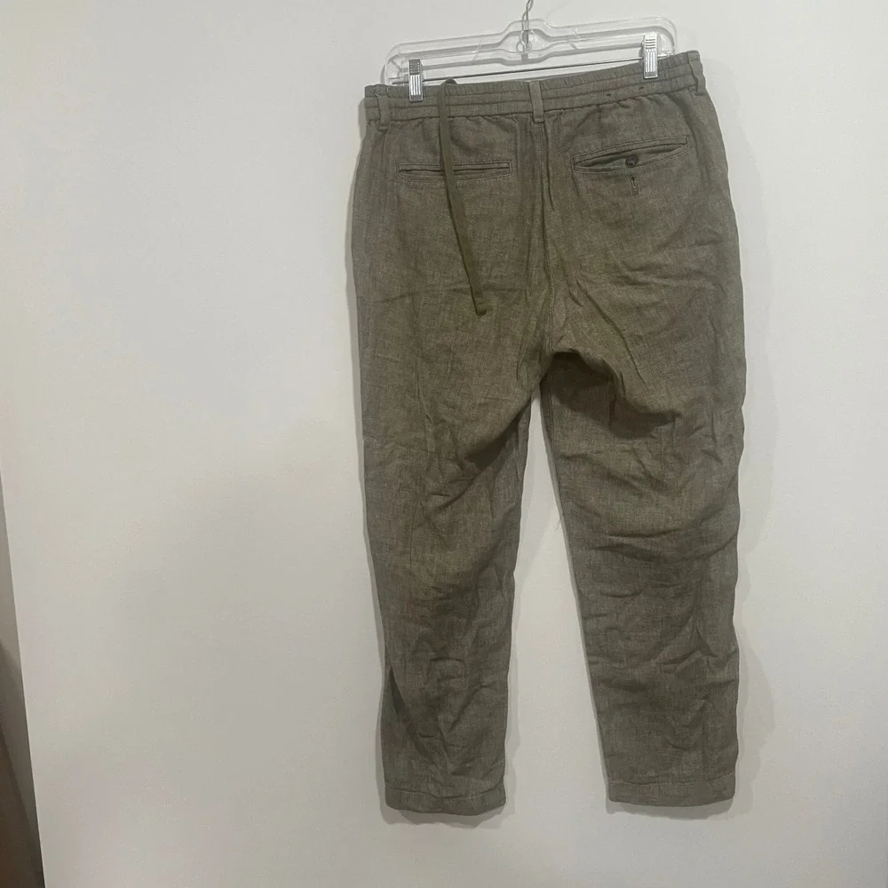 Banana Republic Mason Athletic Tapered Linen Cotton Pants Mens 31x30 Olive Brown